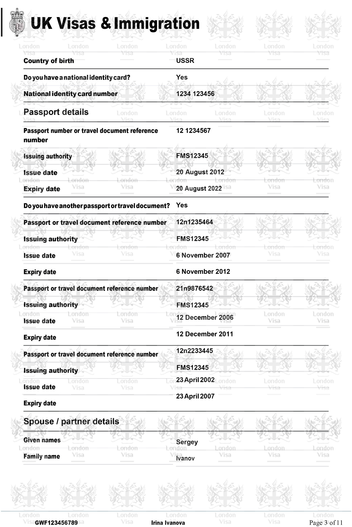 Анкета на британскую визу